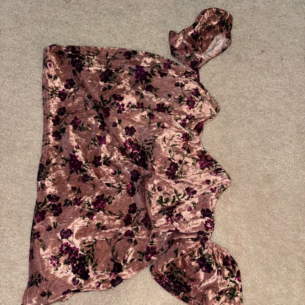 Floral Velvet Top with Hood